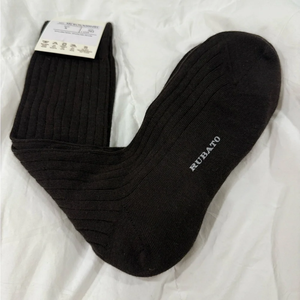 RUBATO MADE IN ITALY WOOL SOCKS - COFFEE SZ SMALL ( S 39 - 41,5 )